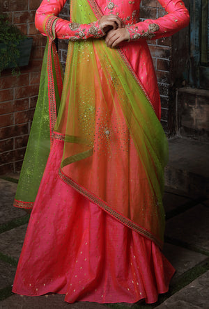 Pink Embroidered Anarkali Suit - Desi Royale