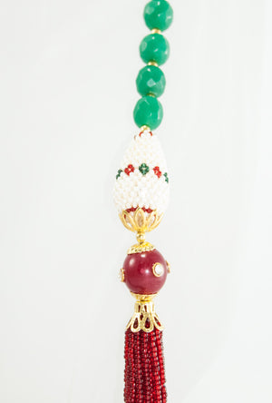 Ratnangi Necklace With Ruby And Emerald Beads - Desi Royale