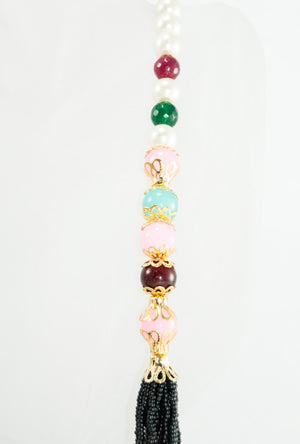 Omana Necklace With Colorful Beads - Desi Royale