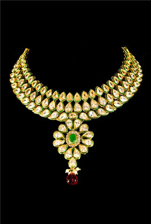 Designer polki necklace set - Desi Royale