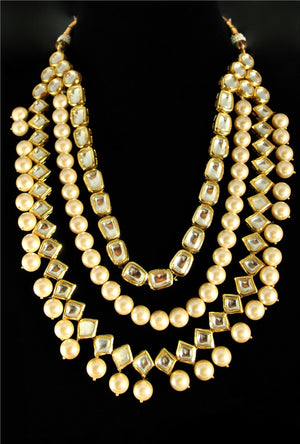 Elegant multilayer vilandi kundan necklace set - Desi Royale
