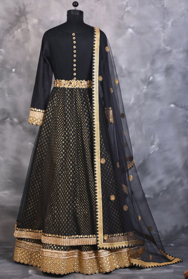 Lashkaraa Black and Gold High Low Anarkali is on pure georgette fabric  alongside a sa… | Stylish dresses for girls, Beautiful dress designs, Designer  dresses indian
