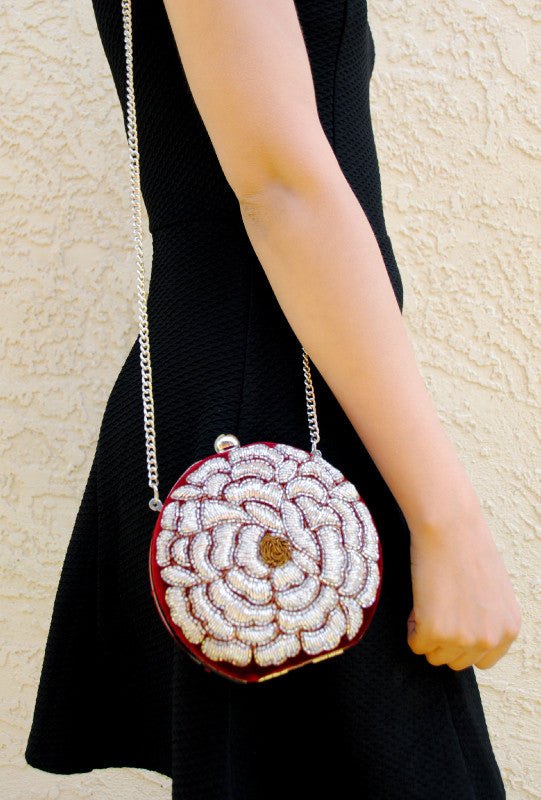 Red Flower Clutch - Desi Royale