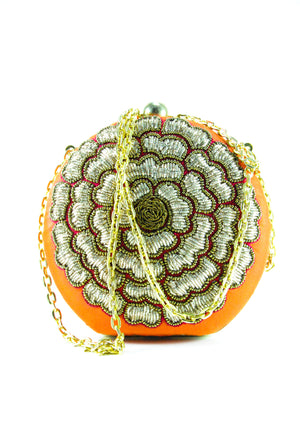 Orange Flower Clutch - Desi Royale