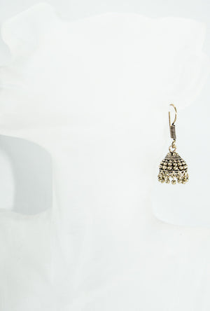 Gold dome shaped earrings with gold beads - Desi Royale