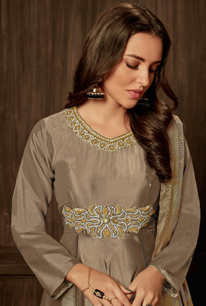 Copper Anarkali Suit - Desi Royale