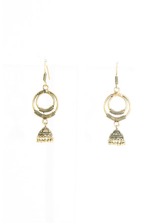 Gold ethnic round earrings - Desi Royale