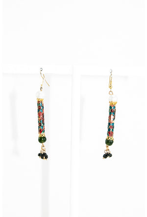 Multicolor meenakari work earrings with black drops - Desi Royale