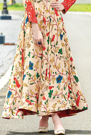 Peach Digital Print Dress - Desi Royale