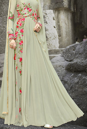 Sea Foam Green Designer Gown - Desi Royale