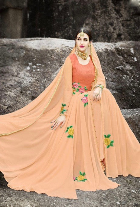 Peach Designer Gown - Desi Royale