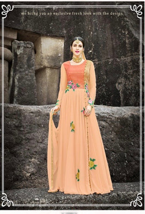 Peach Designer Gown - Desi Royale