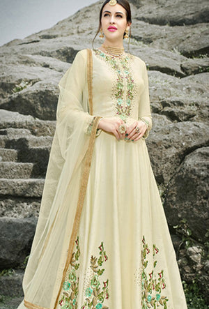 Cream Designer Gown - Desi Royale
