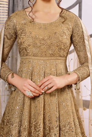 Bronze Anarkali Dress - Desi Royale