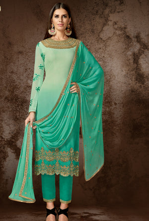 Green Designer Indian Suit - Desi Royale