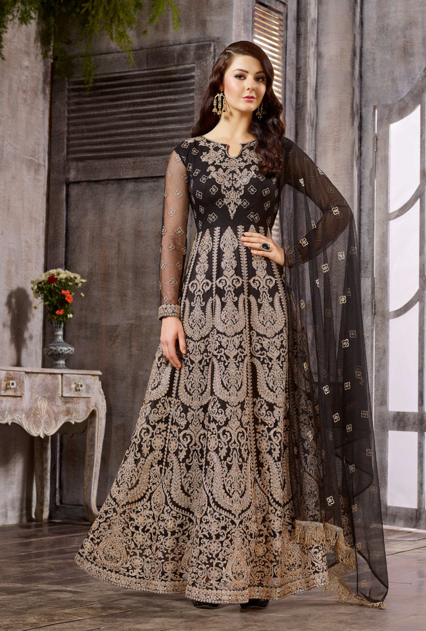 Buy Maya Ali Black Georgette Anarkali Suit With Zari Work For EId Online -  LSTV03437 | Andaaz Fashion Eid Store