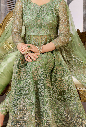 Green Anarkali Dress - Desi Royale