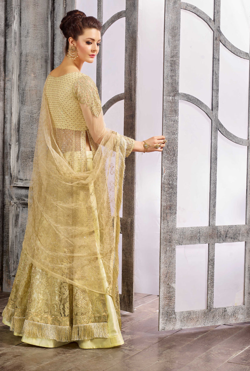 Golden color hot sale anarkali dress