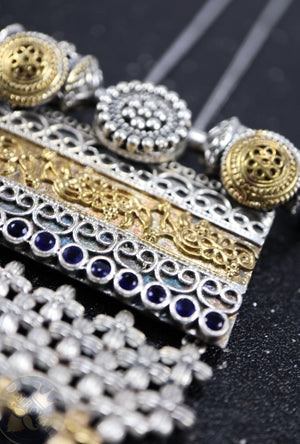 Ajanta Silver pendant with gemstones - Desi Royale