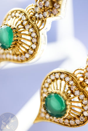 Emerald Paan Silver earrings - Desi Royale