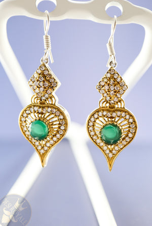 Emerald Paan Silver earrings - Desi Royale