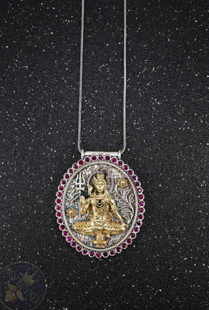 Shiva Silver pendant with gemstones - Desi Royale