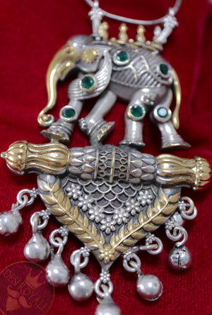 Elephant Silver pendant with gemstones - Desi Royale