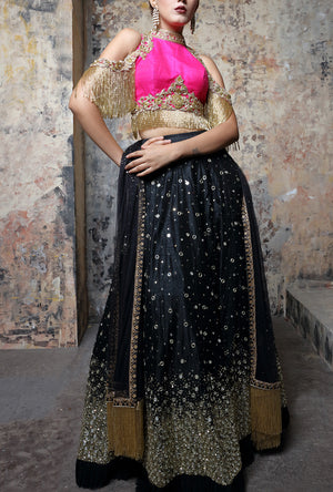 Black  Lehenga Set - Desi Royale