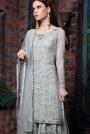 Sage Green Sharara - Desi Royale