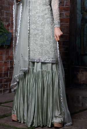 Sage Green Sharara - Desi Royale