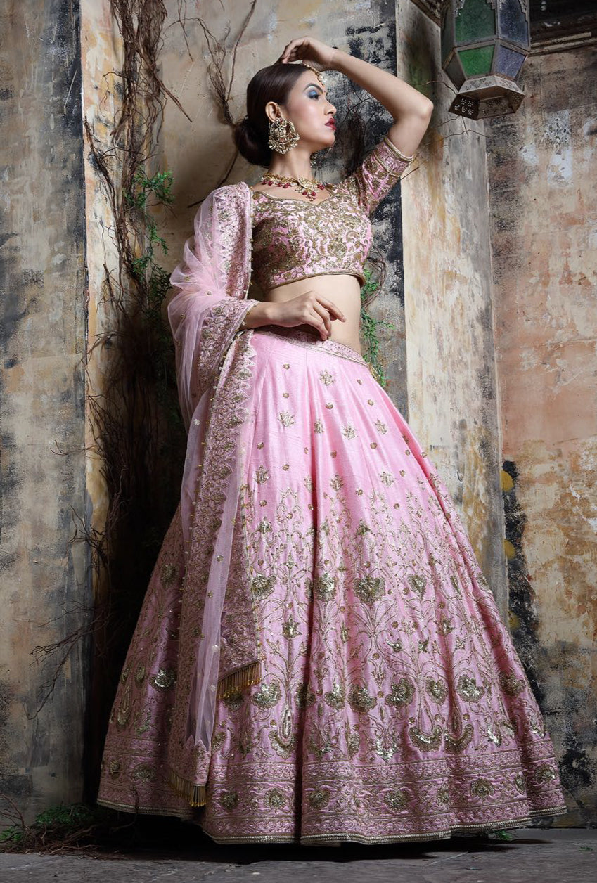 Baby Pink Designer Lehenga Set - Desi Royale Baby Pink Designer Lehenga Set - Desi Royale