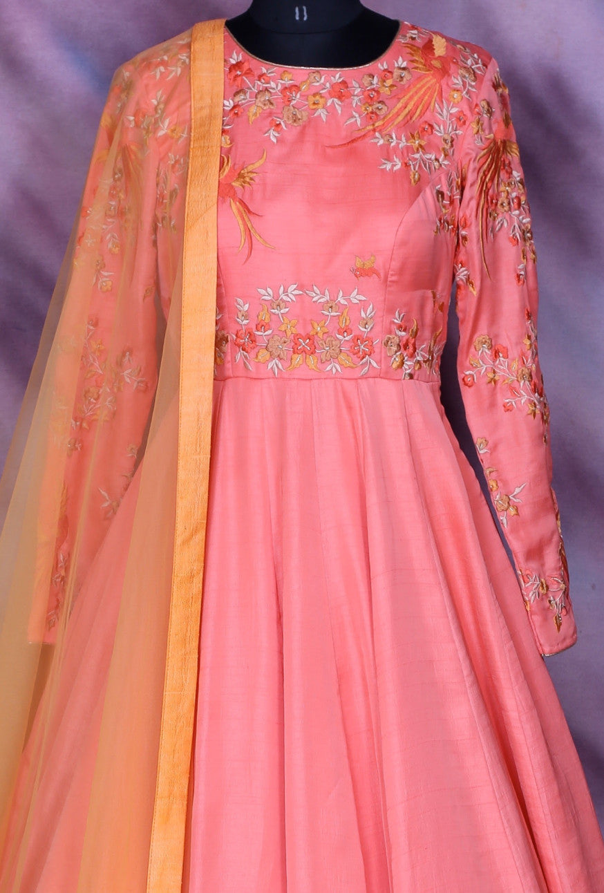 Peach Designer Party Wear Dress - Desi Royale