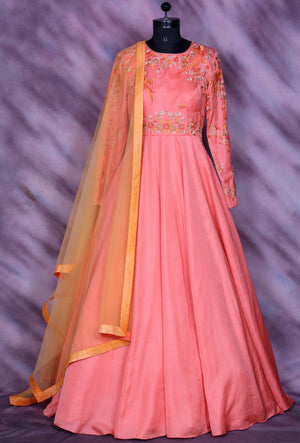 Peach Designer Party Wear Dress - Desi Royale