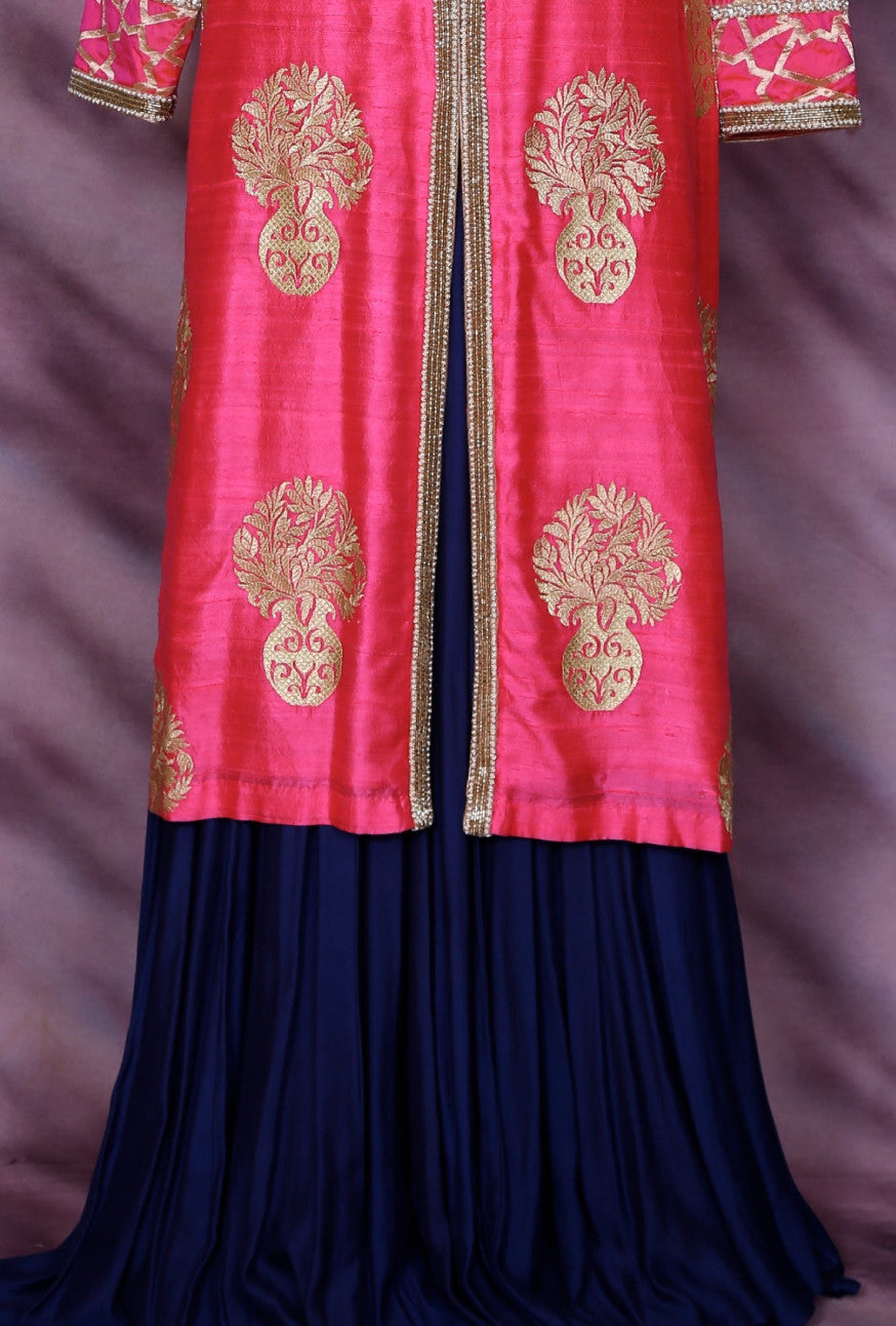 Pink And Blue Designer Sharara - Desi Royale