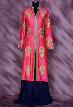 Pink And Blue Designer Sharara - Desi Royale