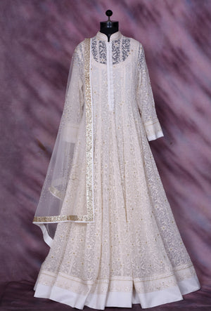 White Designer Party Wear Dress - Desi Royale