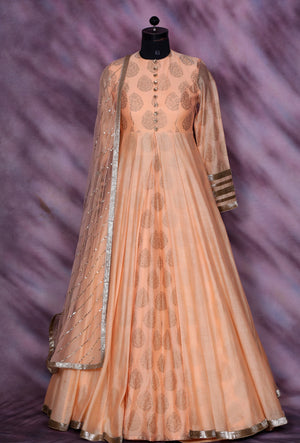 Peach Designer Party Wear Dress - Desi Royale