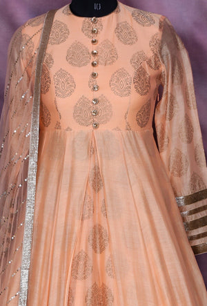 Peach Designer Party Wear Dress - Desi Royale