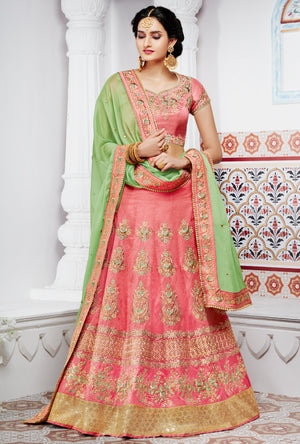 Pink Designer Party Wear Lehenga Set - Desi Royale