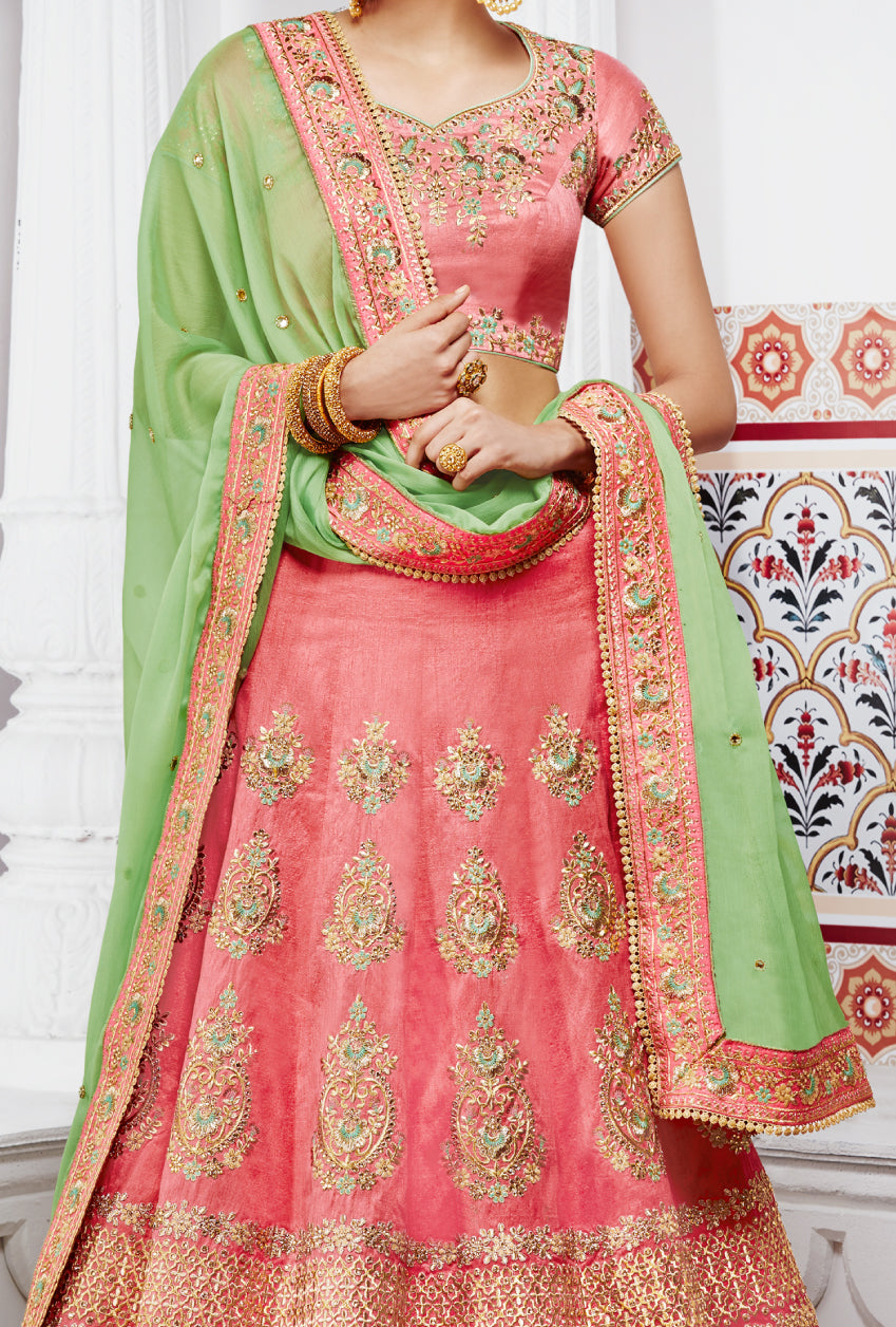 Pink Designer Party Wear Lehenga Set - Desi Royale