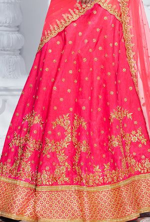 Pink And Mustard  Designer Party Wear Lehenga Set - Desi Royale