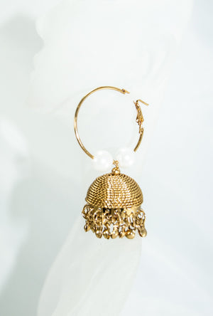 Desi jhumka earrings with pearls and beads - Desi Royale