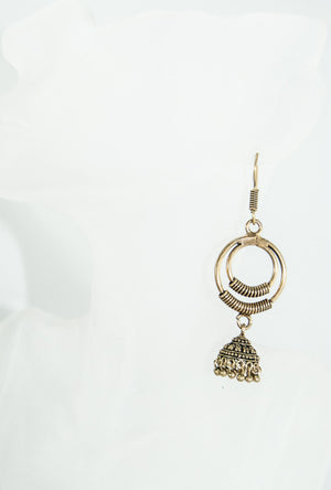 Gold ethnic round earrings - Desi Royale