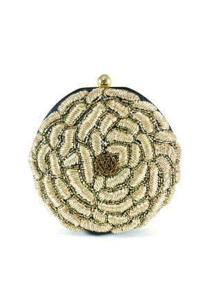 Gold Flower Clutch - Desi Royale