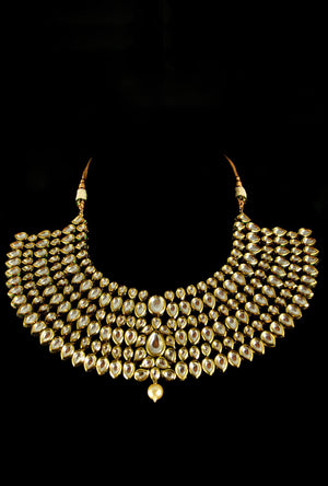 Elegant bridal kundan necklace set - Desi Royale