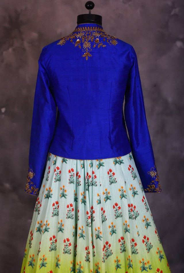 Blue designer indian dress with dupatta - Desi Royale