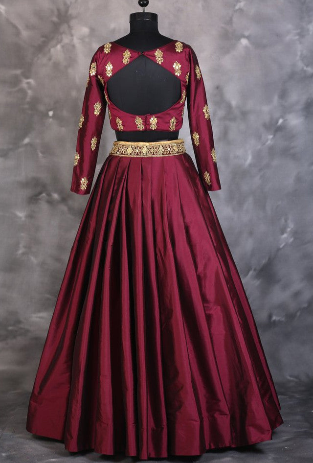 Maroon designer indian dress with dupatta - Desi Royale