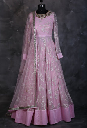 Pink designer indian dress with dupatta - Desi Royale