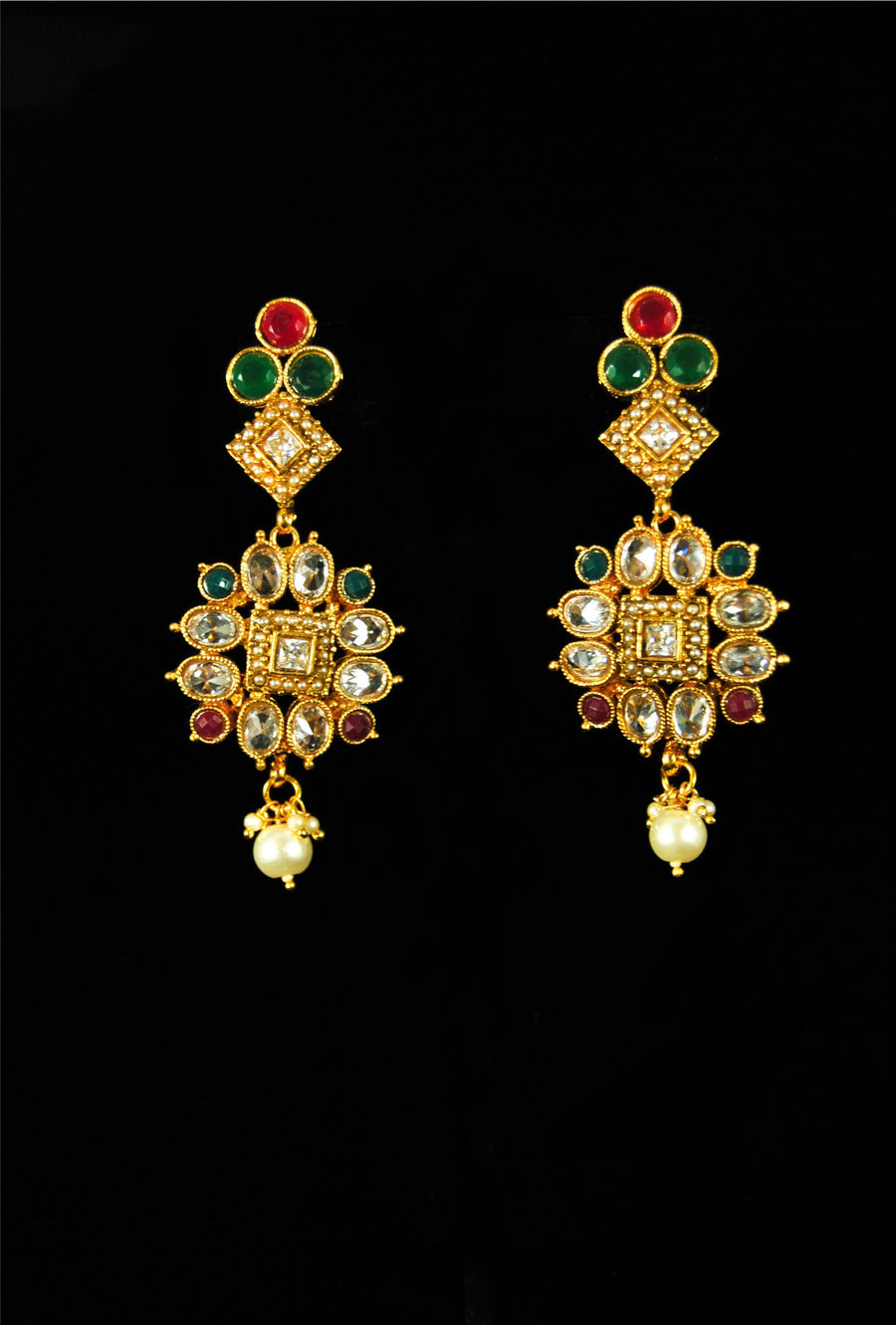 Antique heavy designer bridal necklace set - Desi Royale