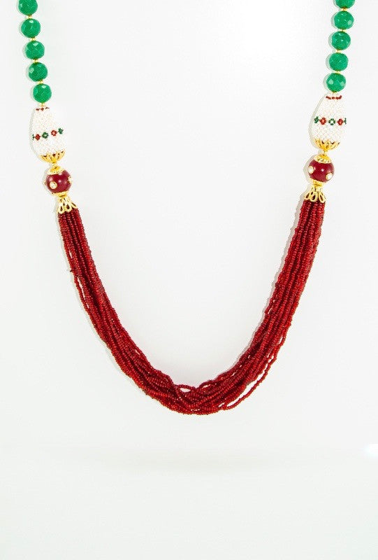 Ratnangi Necklace With Ruby And Emerald Beads - Desi Royale